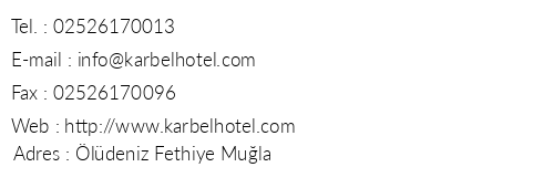 Karbel Hotel telefon numaralar, faks, e-mail, posta adresi ve iletiim bilgileri